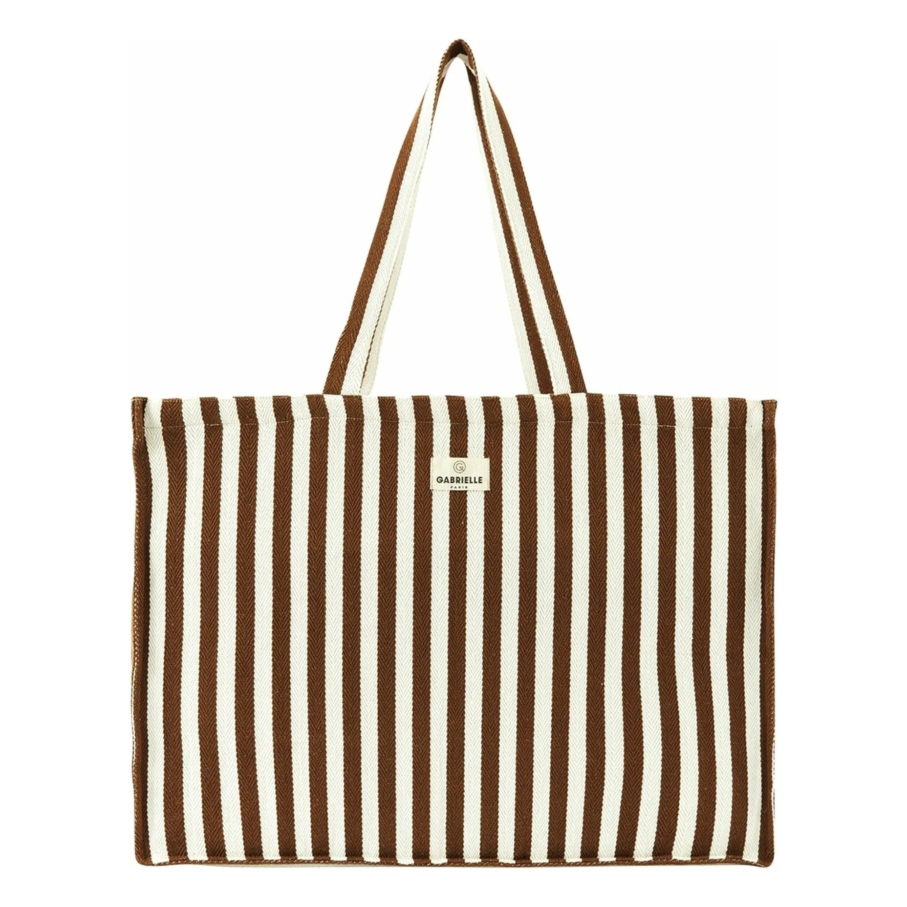 Gabrielle Paris - Gestreifte Baumwoll-Wochenendtasche | Mocha