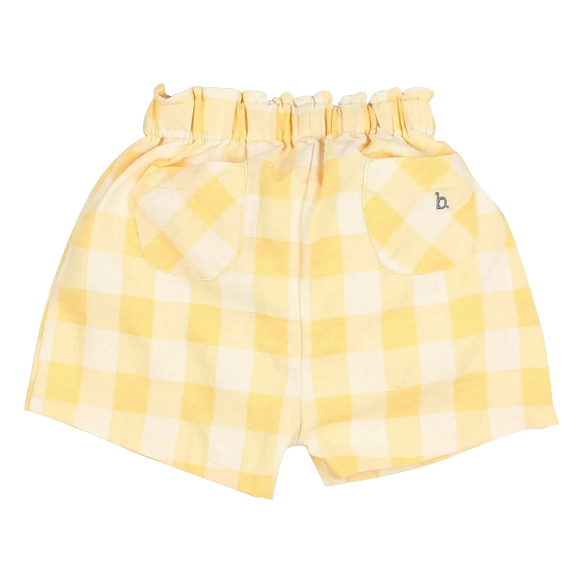 Búho - Gelbe Gingham Seersucker Bio-Baumwoll-Shorts