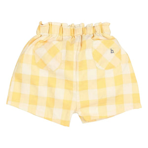 Búho - Gelbe Gingham Seersucker Bio-Baumwoll-Shorts