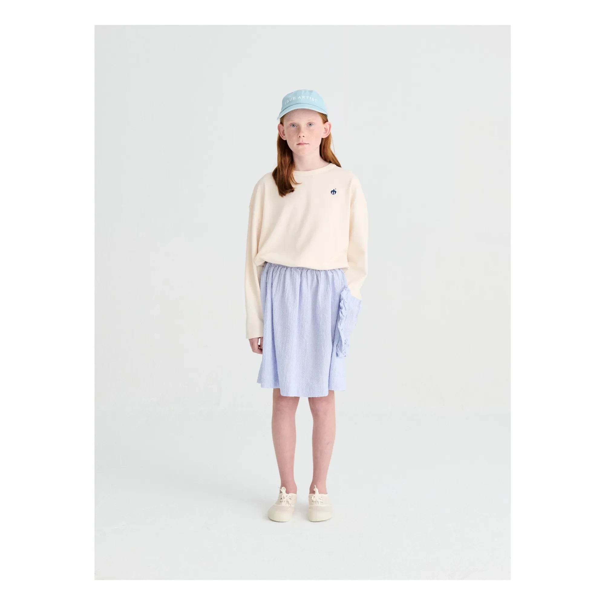 True Artist - No.7 Striped Seersucker Skirt | Blue