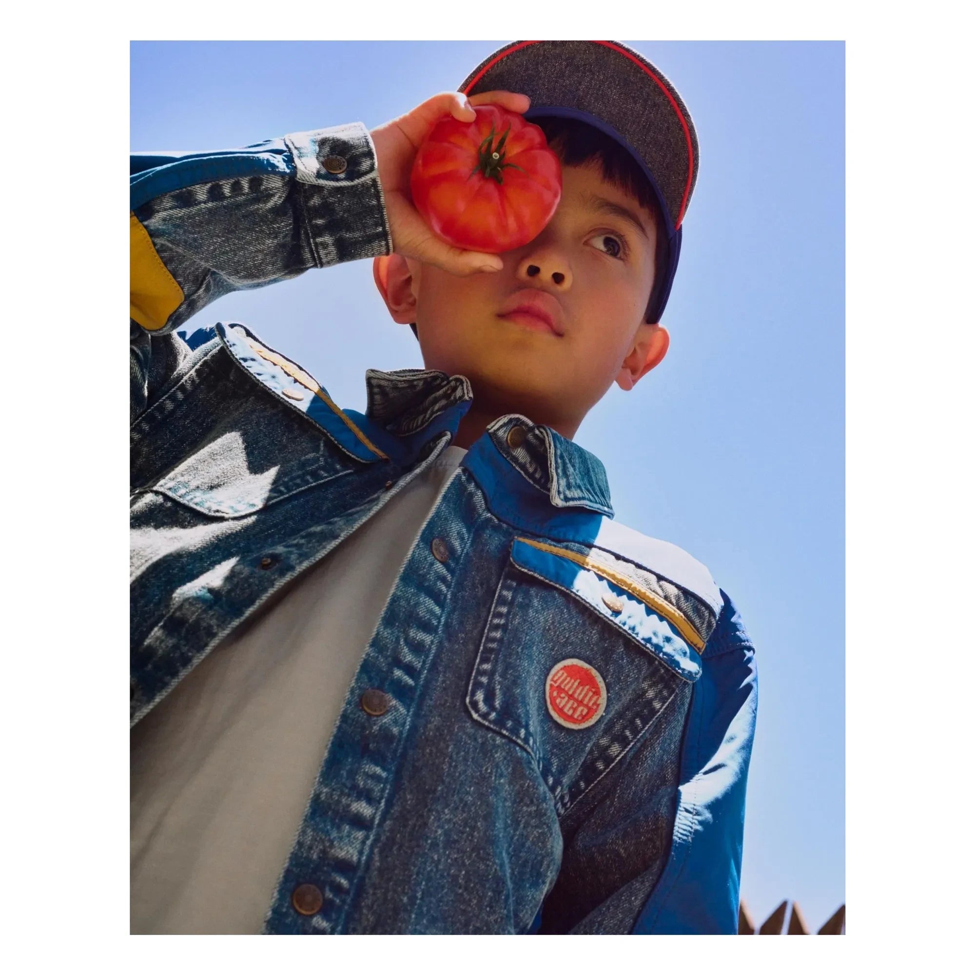 Goldie + Ace - Vintage Denimjacke mit Farbblock-Design | Blau
