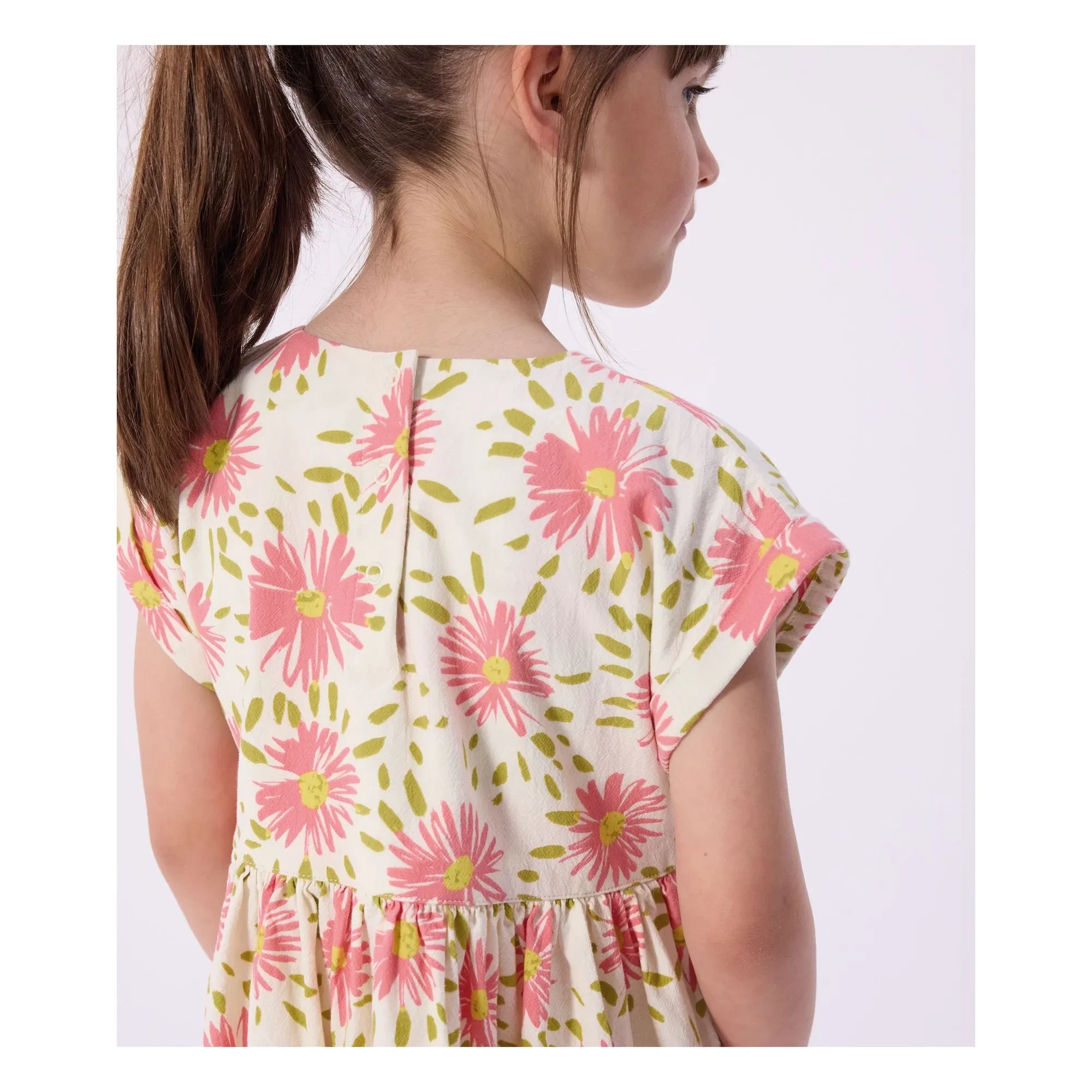 Petit Bateau - Organic Cotton Crepe Floral Dress | Ecru