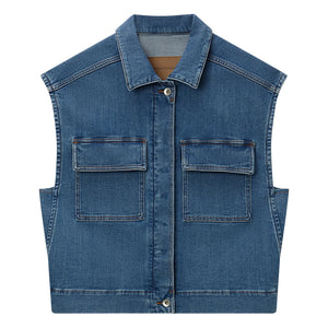 Pomandère - Kolsuz Denim Ceket | Mavi