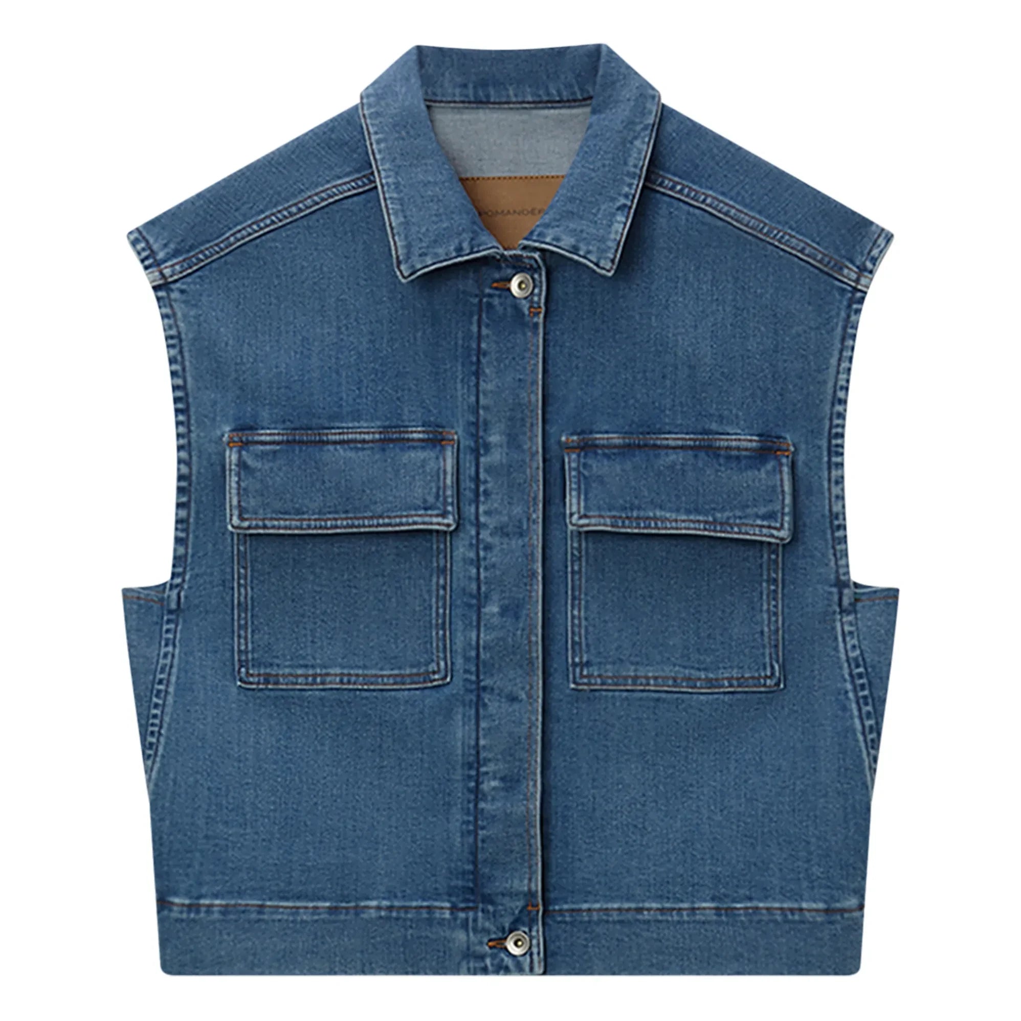 Pomandère - Kolsuz Denim Ceket | Mavi