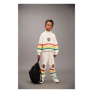 Mini Rodini - Çizgili Ayı Sweatshirt Organik Pamuk | Ecru