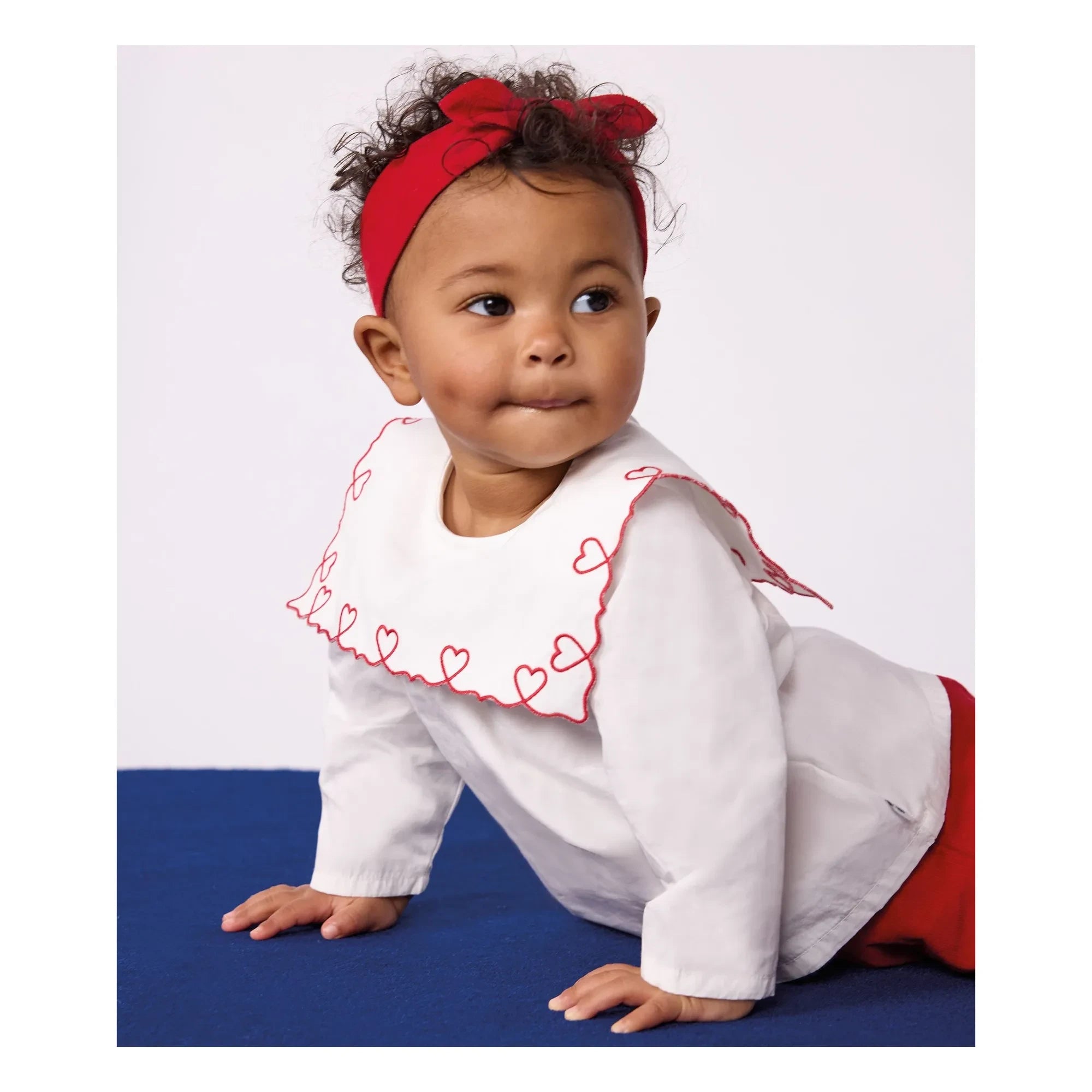 Petit Bateau - Geniş Yaka Poplin Organik Pamuk Bluz | Beyaz