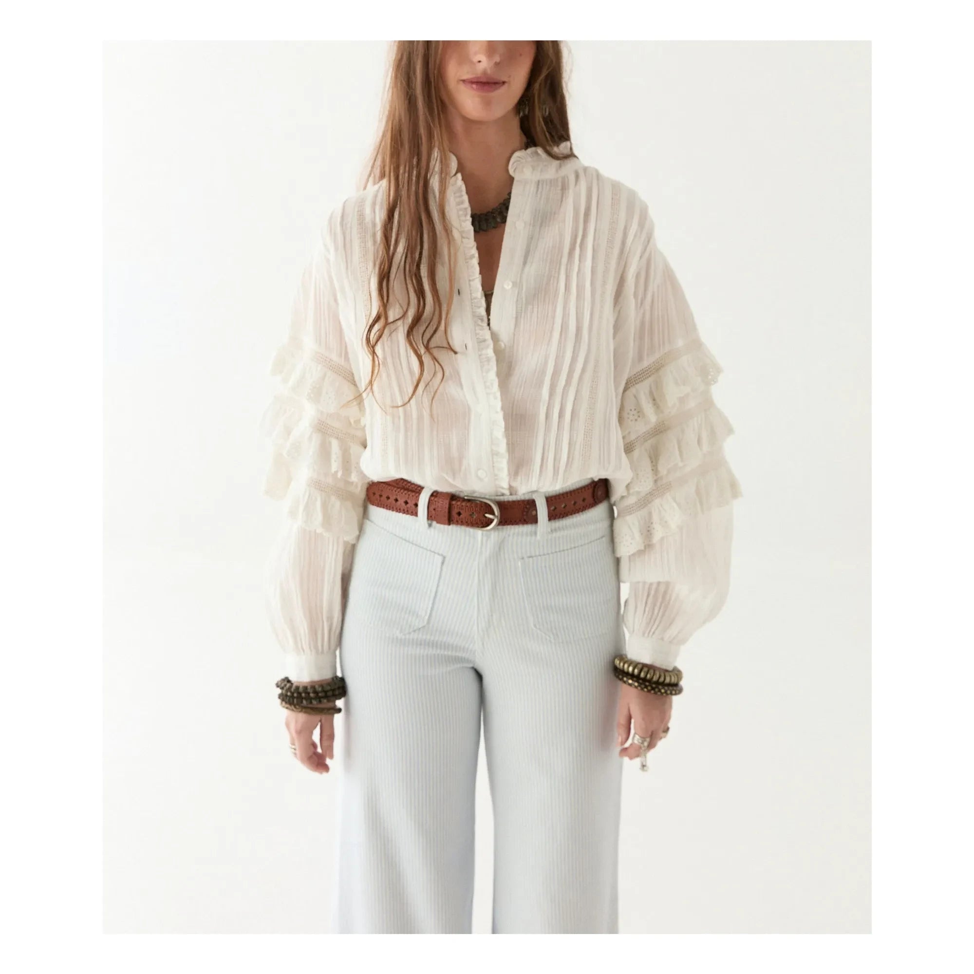 Maison Hotel – Kuba Schiffli Omara Bluse | Weiß