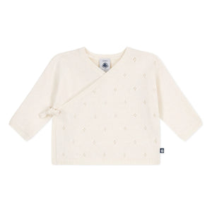 Petit Bateau - Pointelle Laine sargılı hırka | Ekru