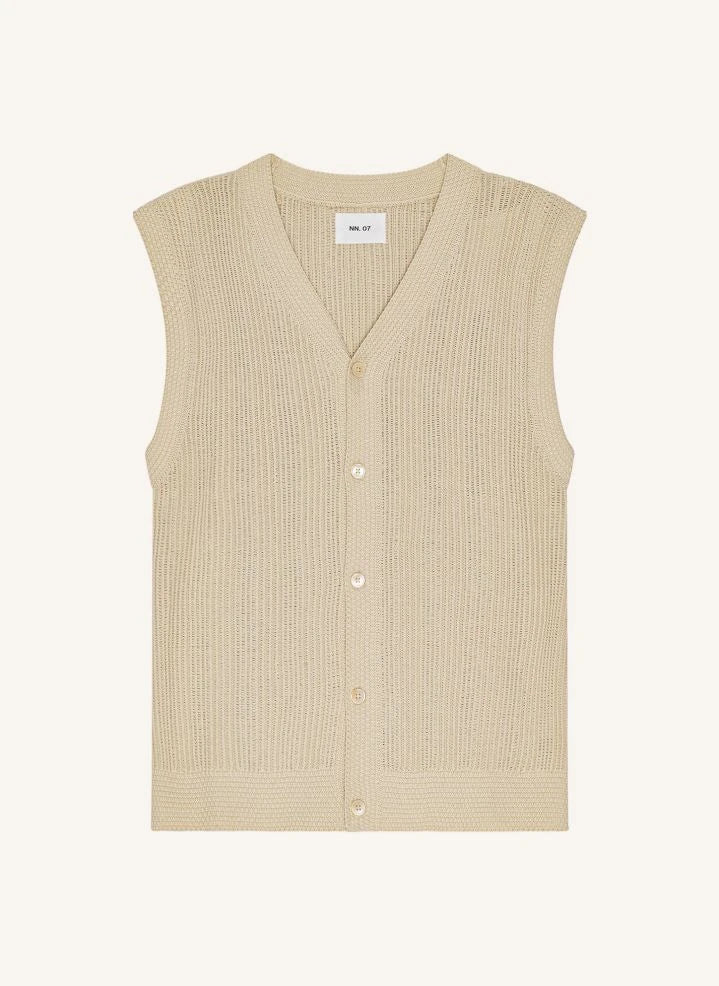 NN.07 - 6600 Organic Cotton Sleeveless Knitted Vest | Ecru