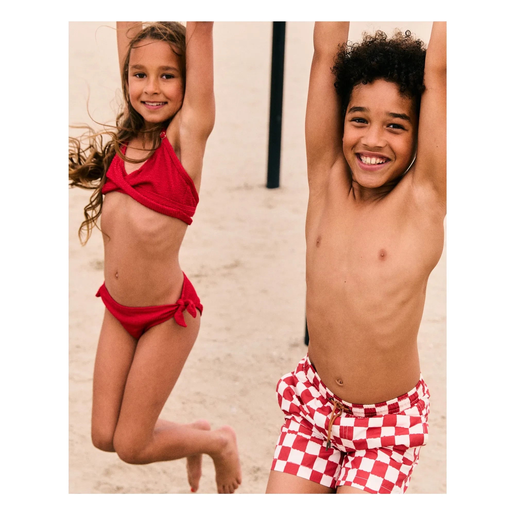 Beachlife - Damier Mayo Şortu | Kırmızı