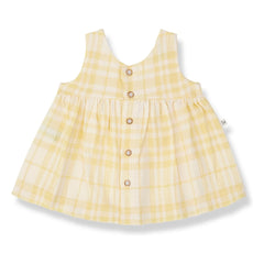 1+ in the family - Aranella Leinen Kariertes Kleid | Gelb