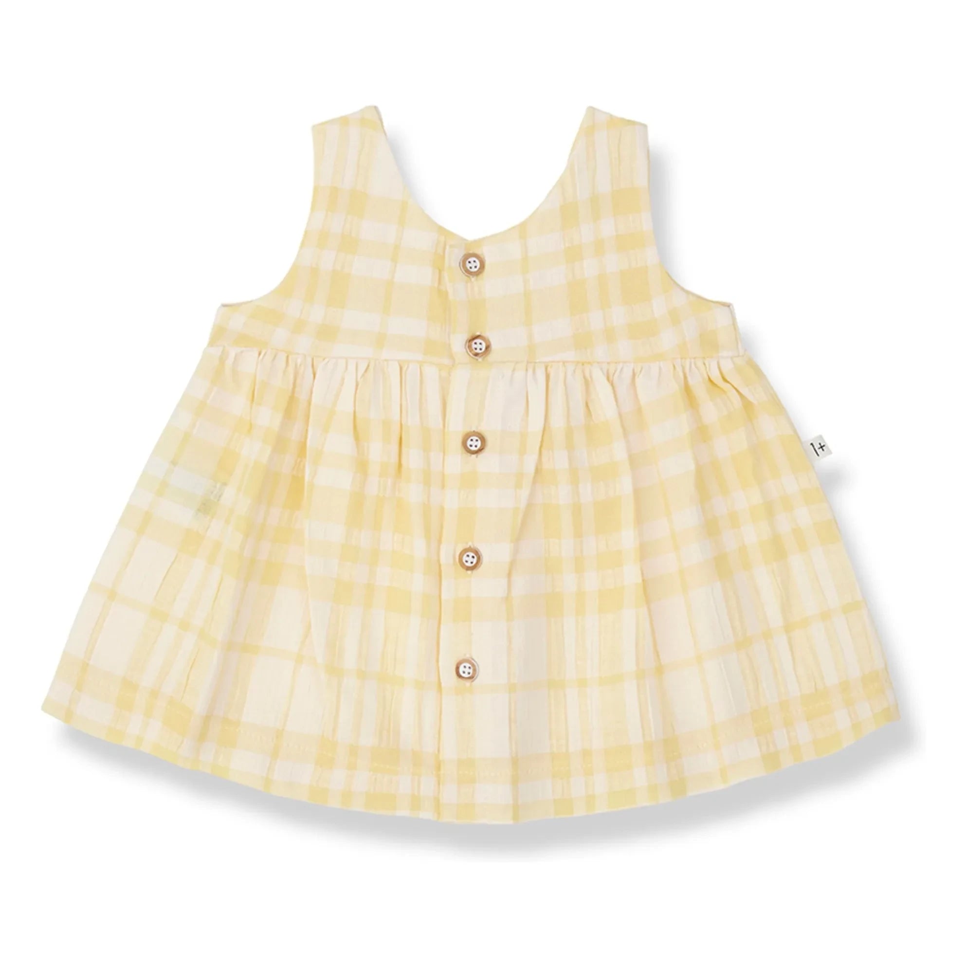 1+ in the family - Aranella Leinen Kariertes Kleid | Gelb