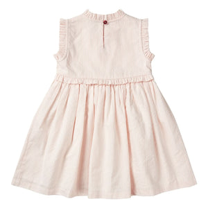 Copenhagen Colors - Striped Embroidery Dress Seersucker Organic Cotton | Powder Pink