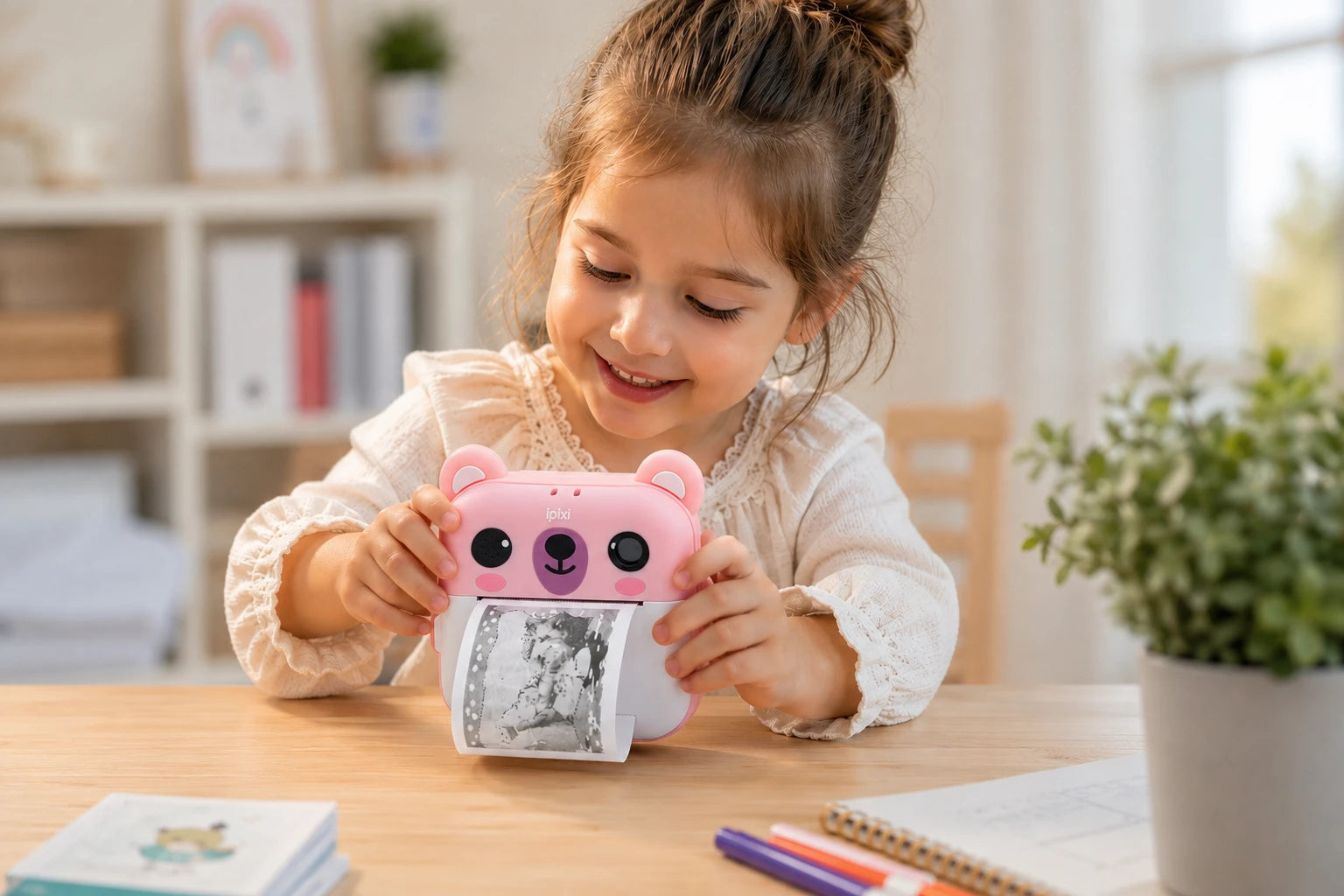 iPixi - Çocuk Anında Baskı Panda Pembe Fotoğraf Makinesi