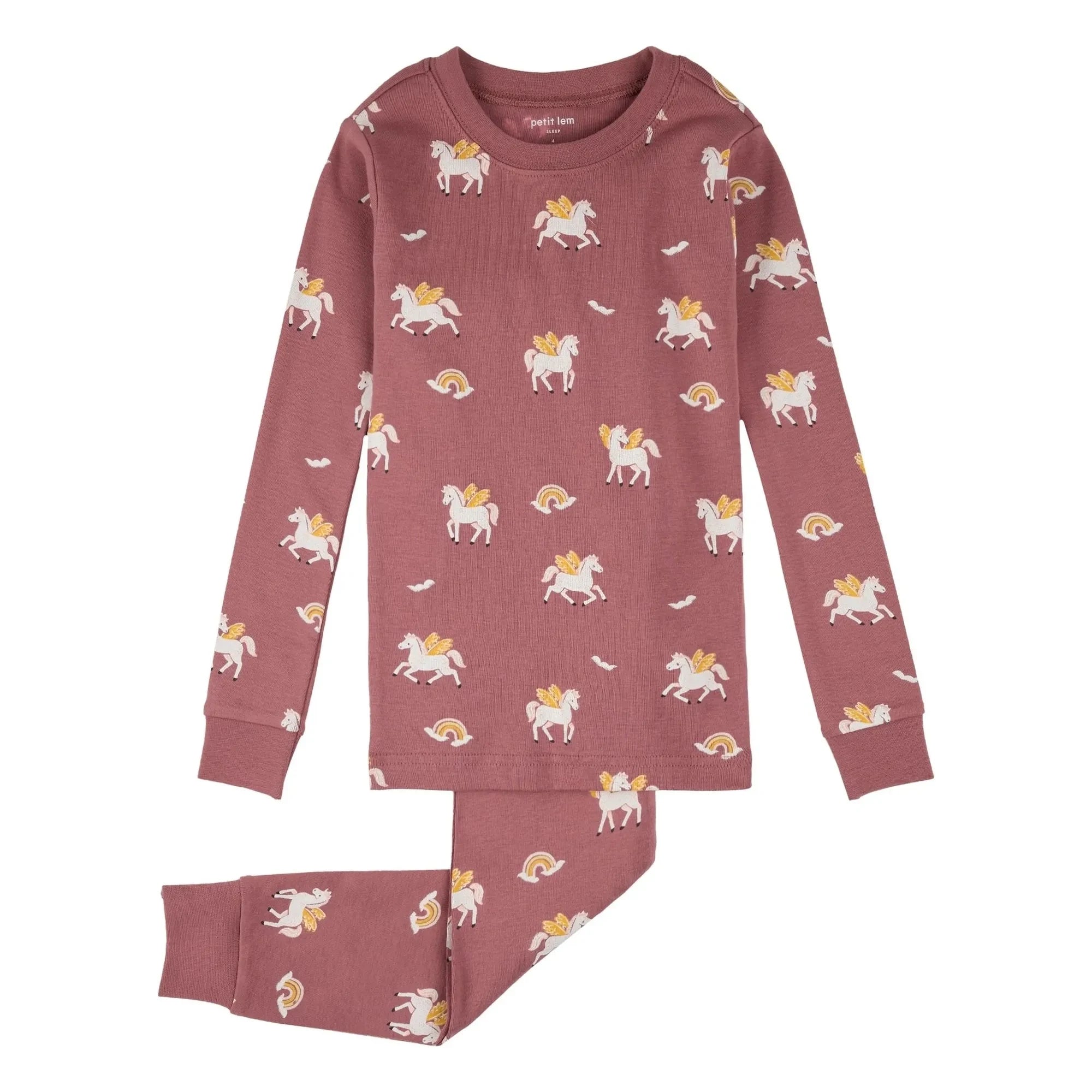 Petit Lem - Organic Cotton Pegasus Pajamas | Dust Pink