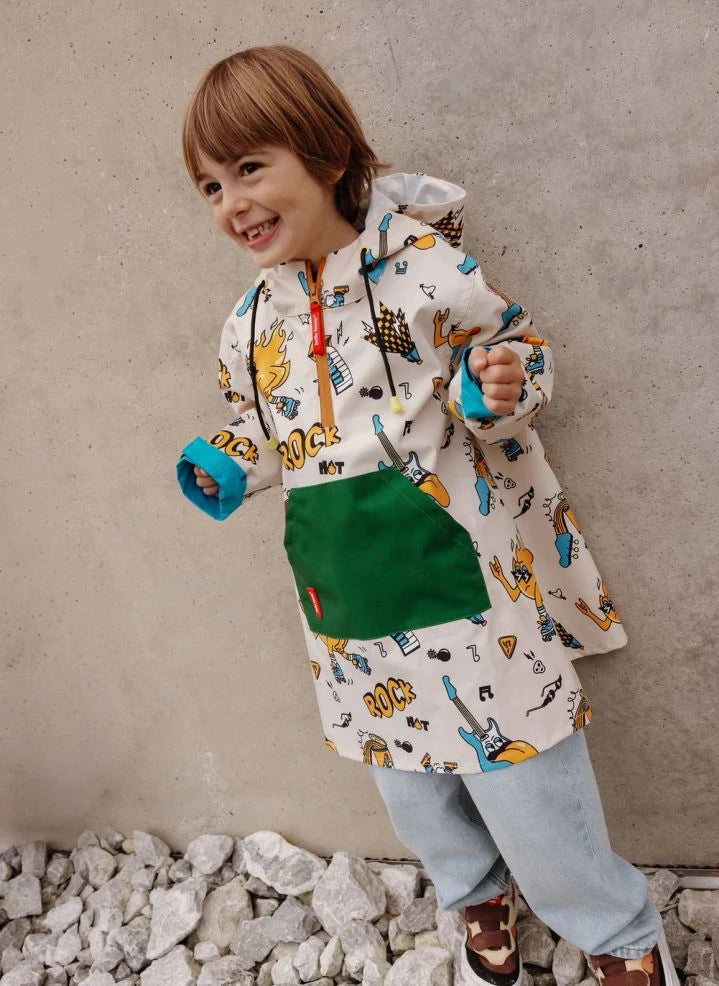 Hello Hossy - Rock n Fire Raincoat | White