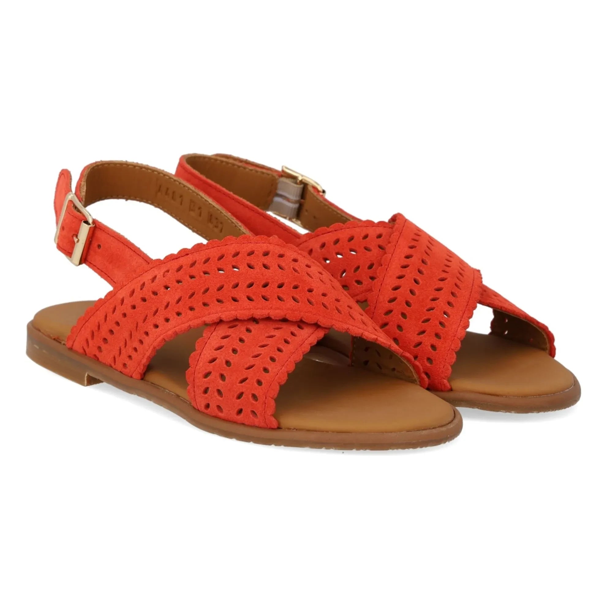 Angulus - Feson Cross Suede Sandals | Coral