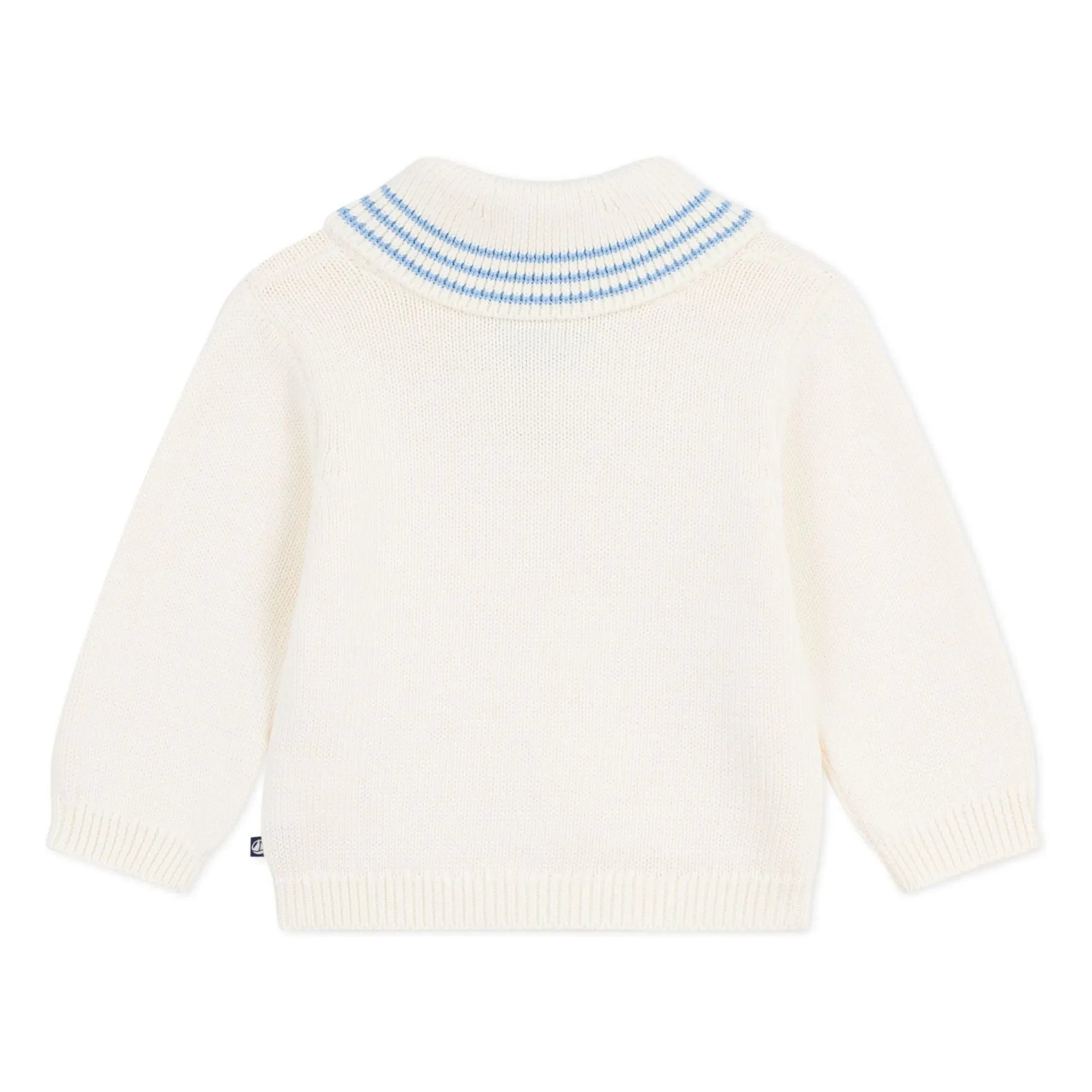 Petit Bateau - Organic Cotton Shawl Collar Sweater | Ivory