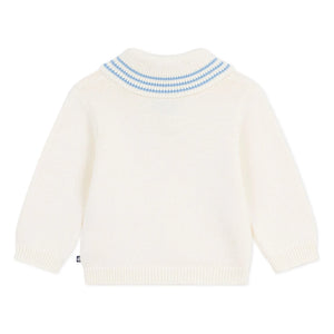 Petit Bateau - Organic Cotton Shawl Collar Sweater | Ivory