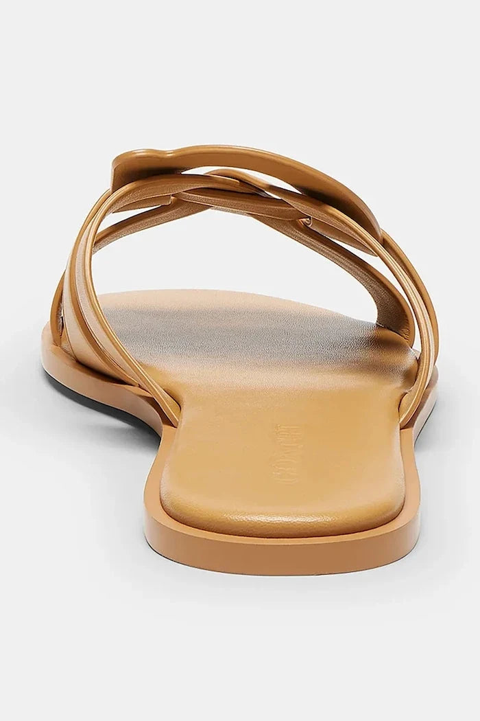 Coach açık burunlu kadın deri terlik Lena Leather Slide Sandal