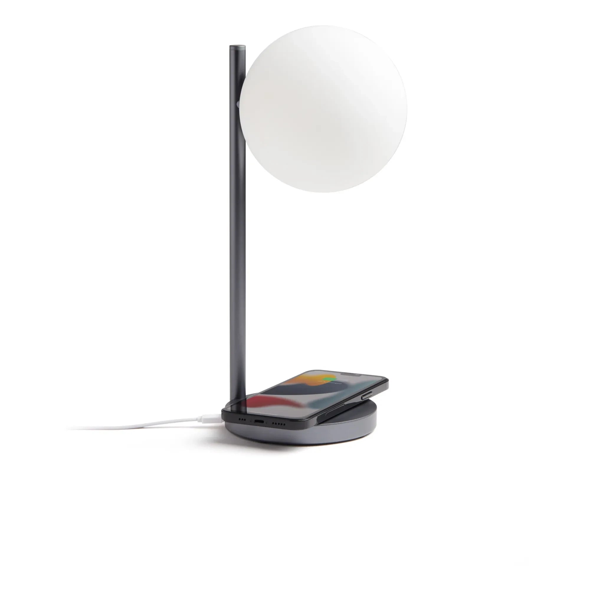 Lexon - Bubble LED masa lambası ve şarj standı | Çelik Gri
