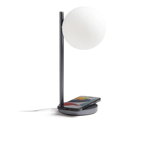 Lexon - Bubble LED masa lambası ve şarj standı | Çelik Gri