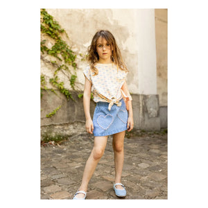 Louis Louise - Madona Hearts Jersey Knot Detail T-Shirt | Pale Pink