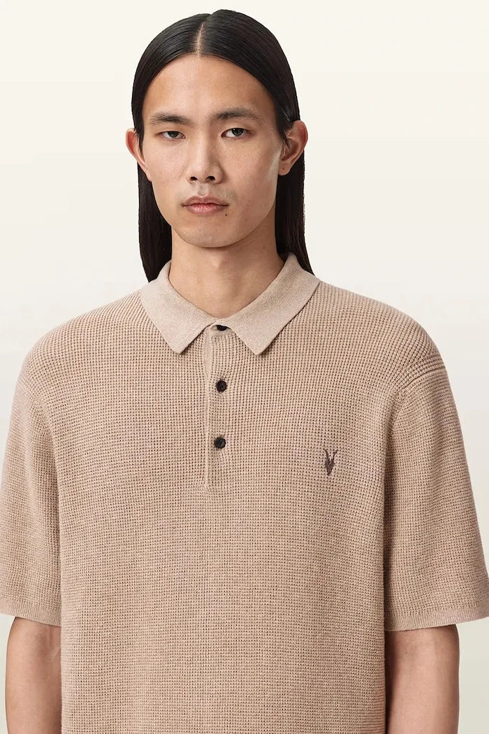 AllSaints erkek yün karışımlı yakalı tişört ASPEN