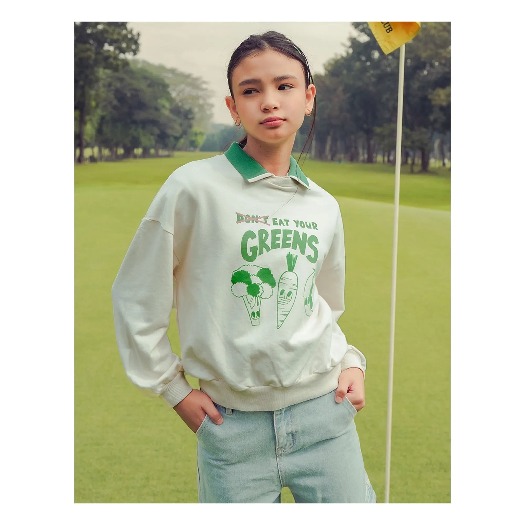 Gingersnaps - Serena Eat Your Greens Sweatshirt | White