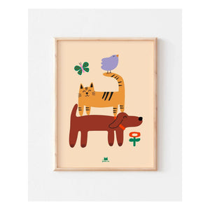 Ma petite vie - Dog, Cat, and Bird Poster | Sand