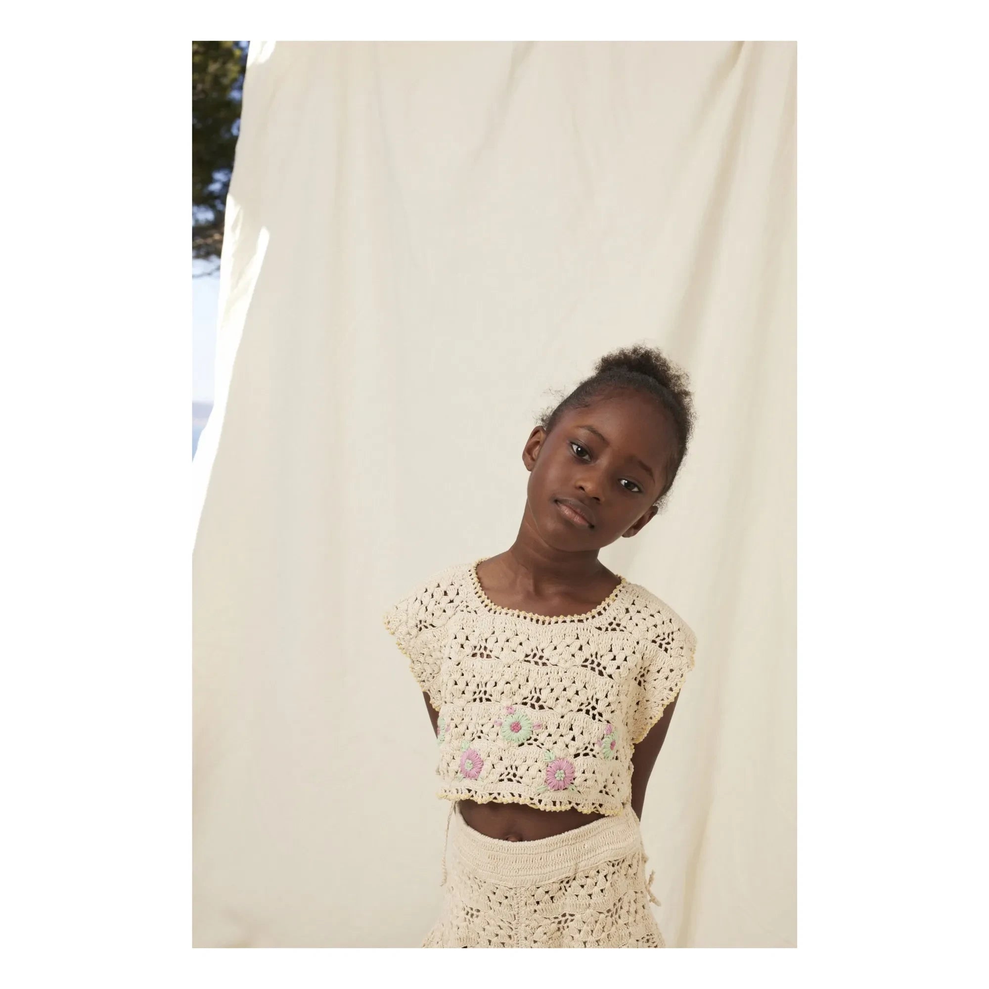 Bebe Organic - Anais Knitted Top Organic Cotton Flowers | Ecru