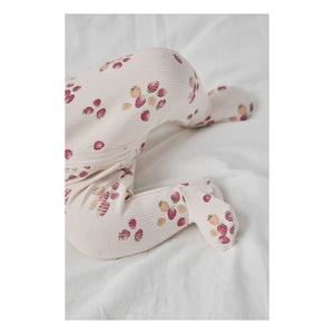 Petit Lem - Strampelpyjama Erdbeere Rippstrick Bio-Baumwolle | Rosa