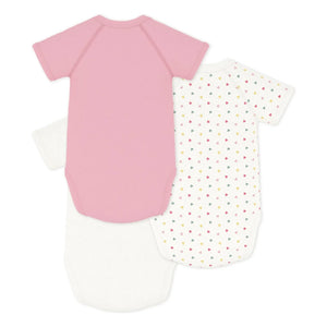 Petit Bateau - Pack of 3 Small Heart Organic Cotton Crossbody Bodysuits | White