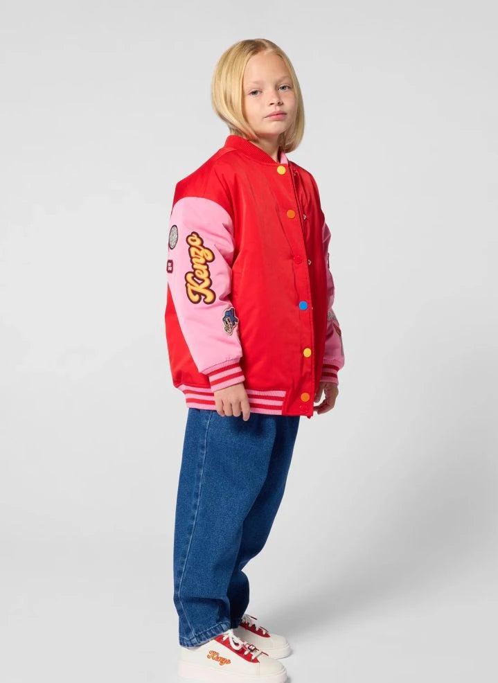 Kenzo - Bomber Rozetli İşlemeli Kenzo Flower | Kırmızı