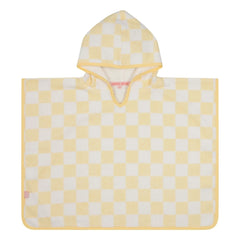 Jera Mini - Kariertes Handtuch-Poncho | Blassgelb