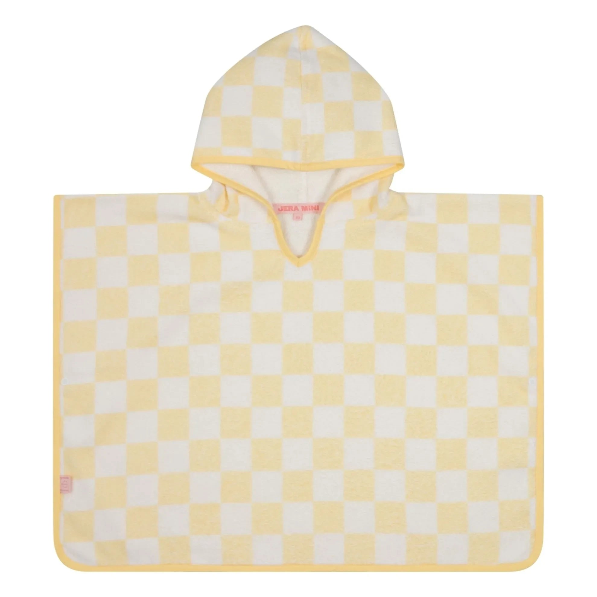 Jera Mini - Kariertes Handtuch-Poncho | Blassgelb