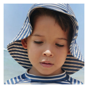 Wheat - Bora Striped UV Protection Hat Recycled Fibers | Dark Blue