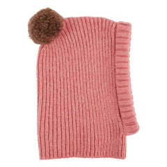 Emile et Ida - Balaklava mit Bommel Merinowolle | Rosa