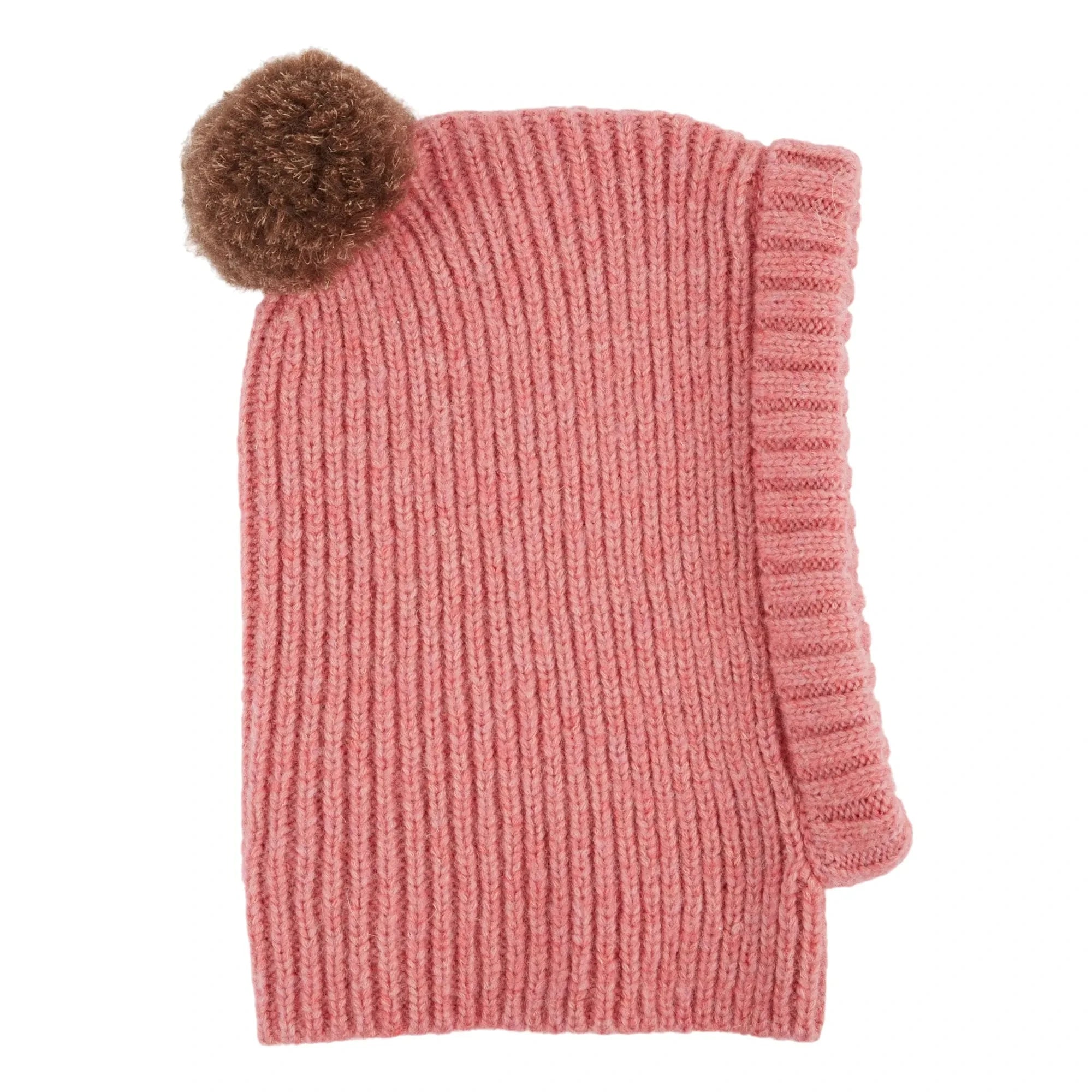 Emile et Ida - Balaklava mit Bommel Merinowolle | Rosa