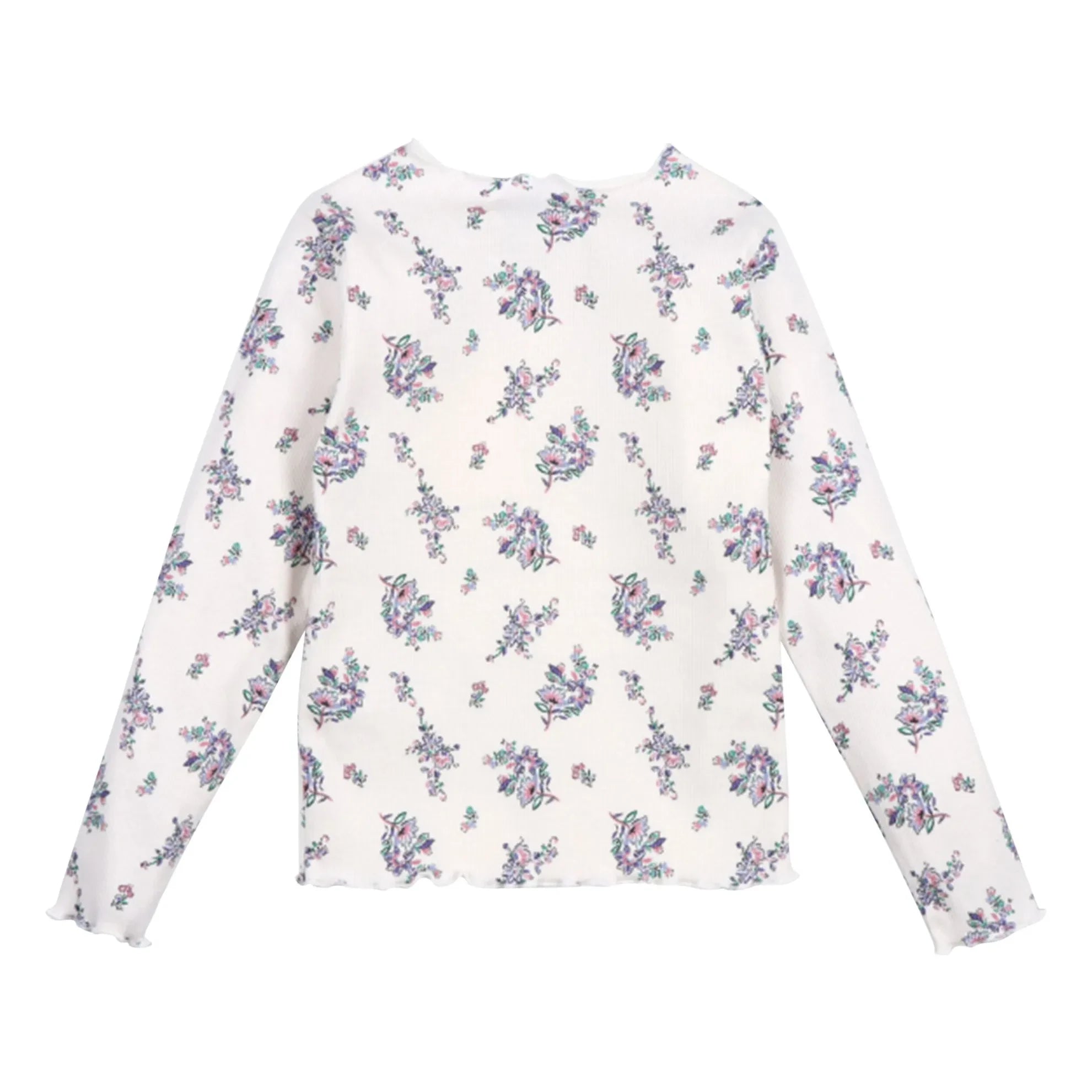 the new society - Floral Ribbed T-Shirt | Beige