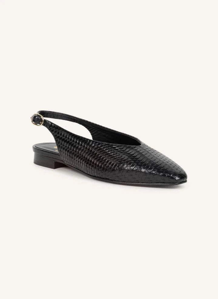 Bobbies - Anouk Knitted Leather Ballerina | Black