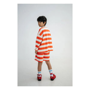 Repose AMS - Organic Cotton Striped Jogger Shorts | Red