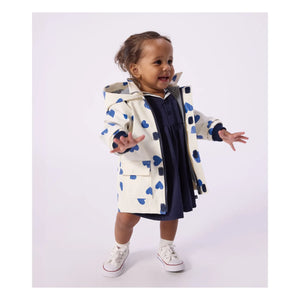Petit Bateau - Regenmantel Ikonische Herzen Recycelte Fasern Baby | Elfenbein
