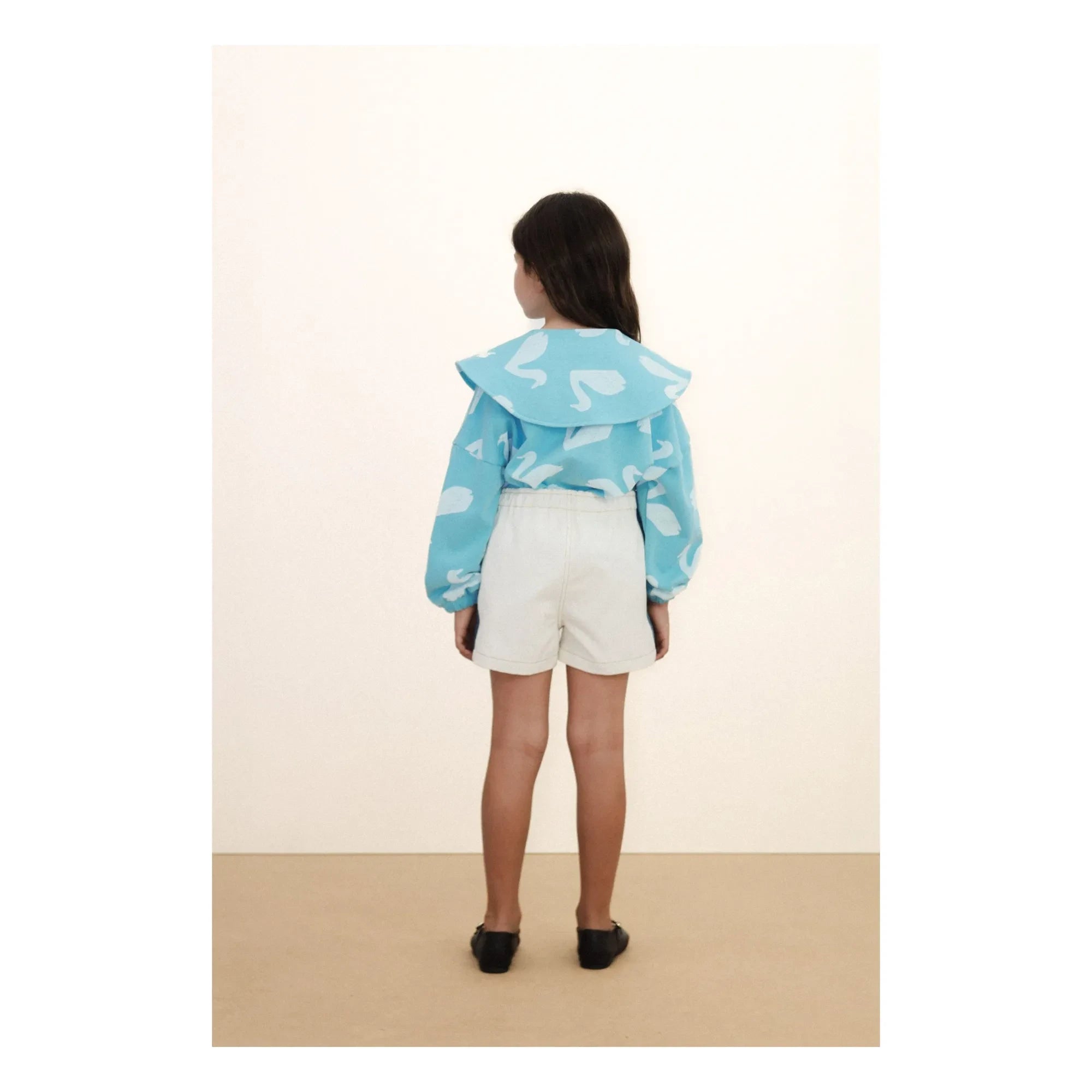 Tinycottons - Button-Down Collar Sweatshirt Swans | Light blue