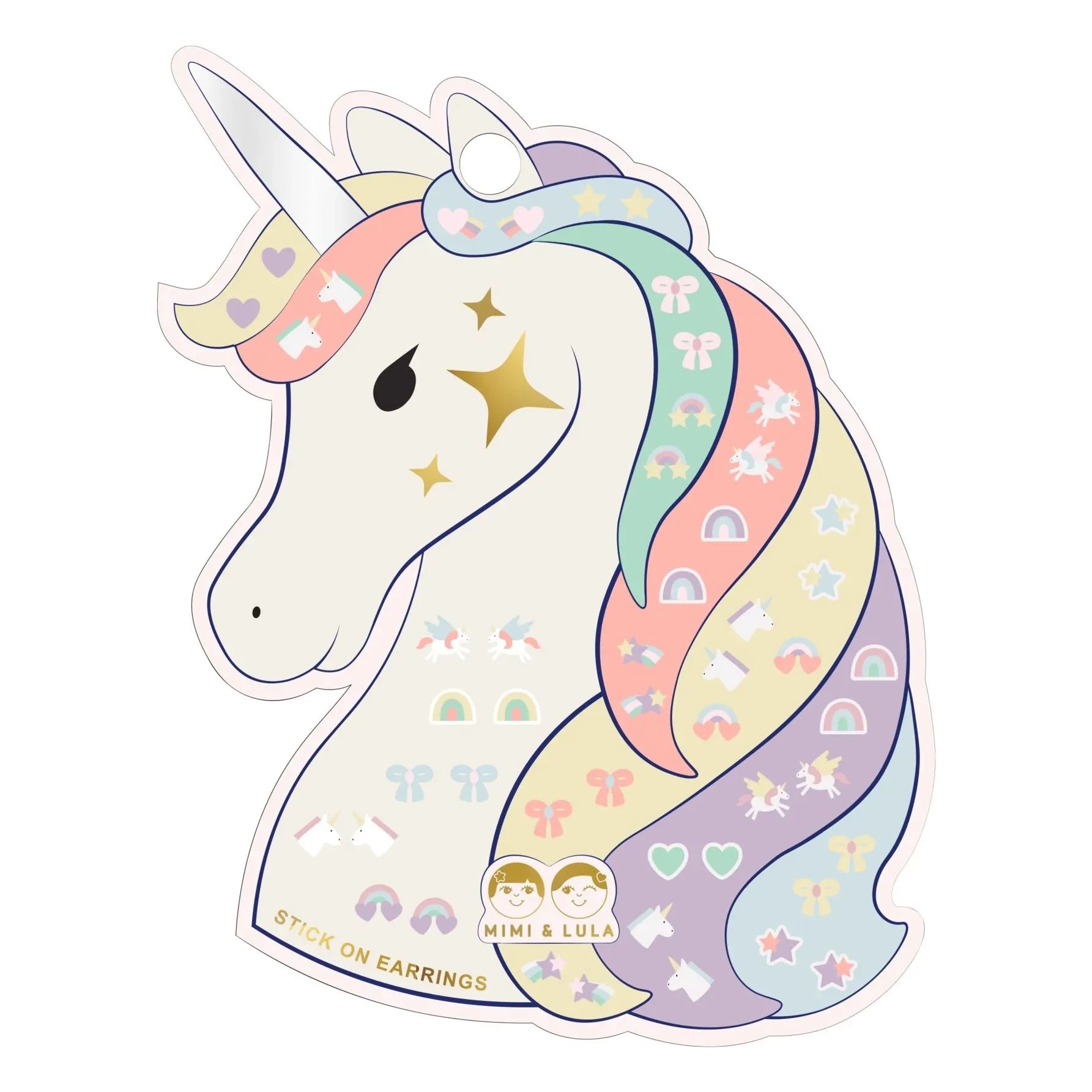 Mimi & Lula - Unicorn yapışkan küpeler | Lila