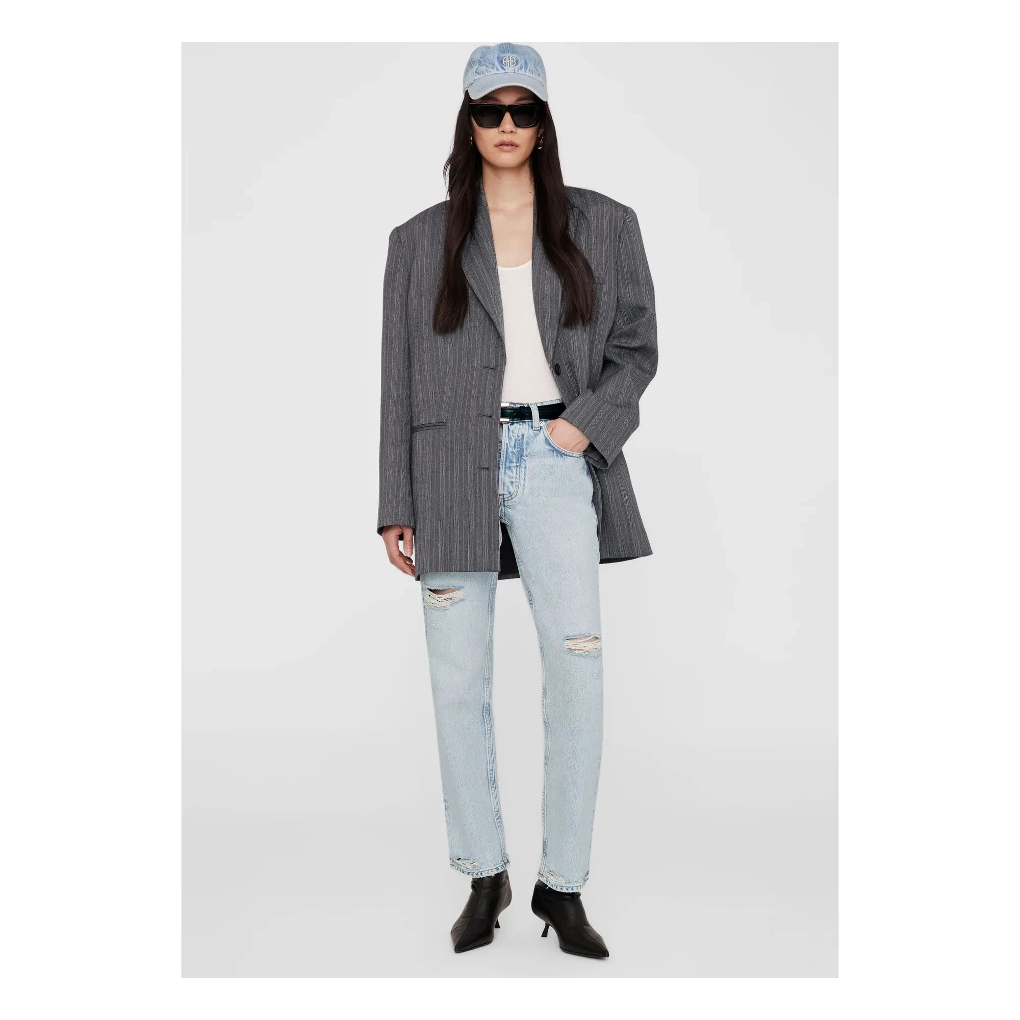 Anine Bing - Jeremy AB recycelte Faser Kappe | Denim gebleicht