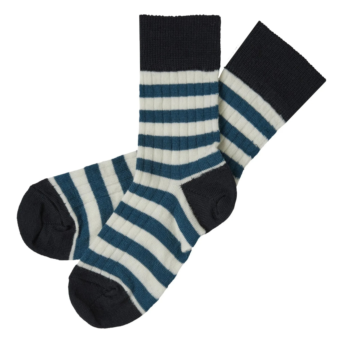 FUB - 2er-Set gestreifte Wollsocken | Blau