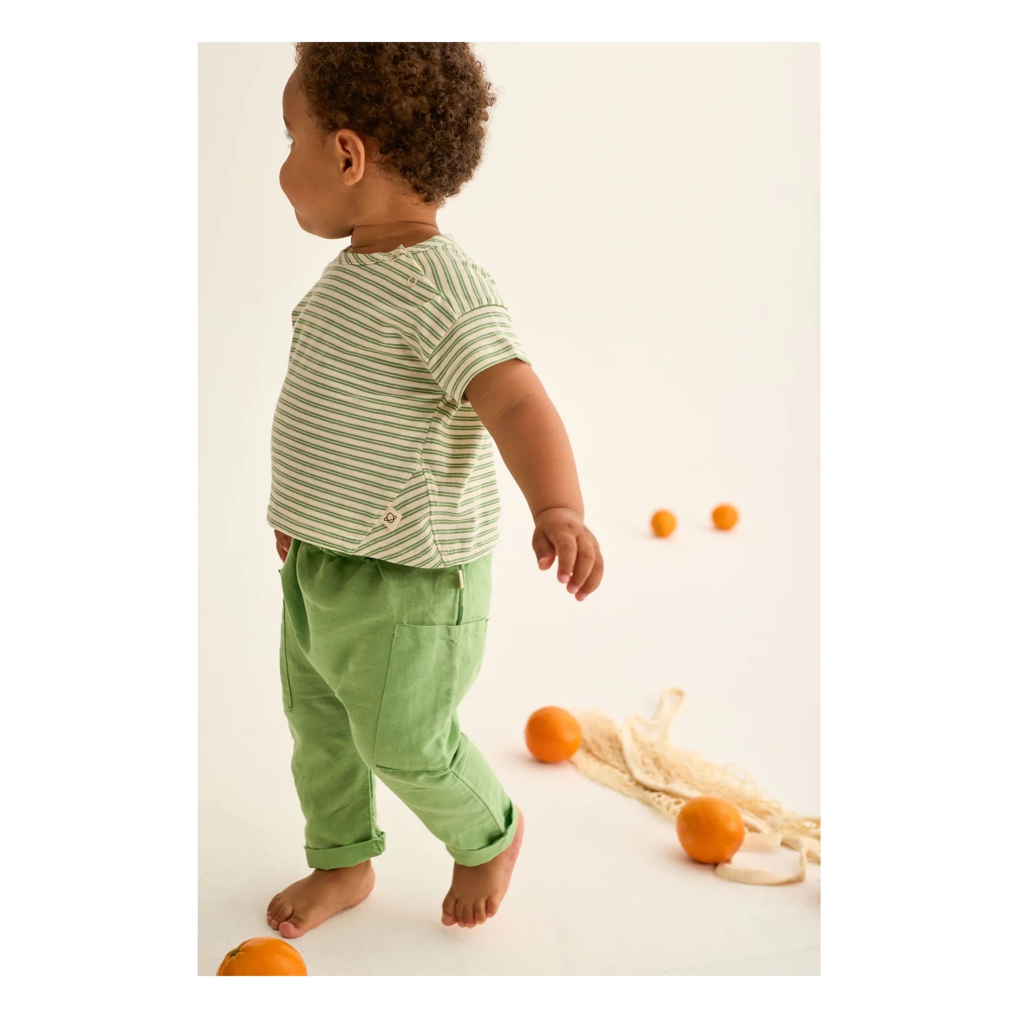 Cozmo - Striped baby T-shirt | Meadow Green