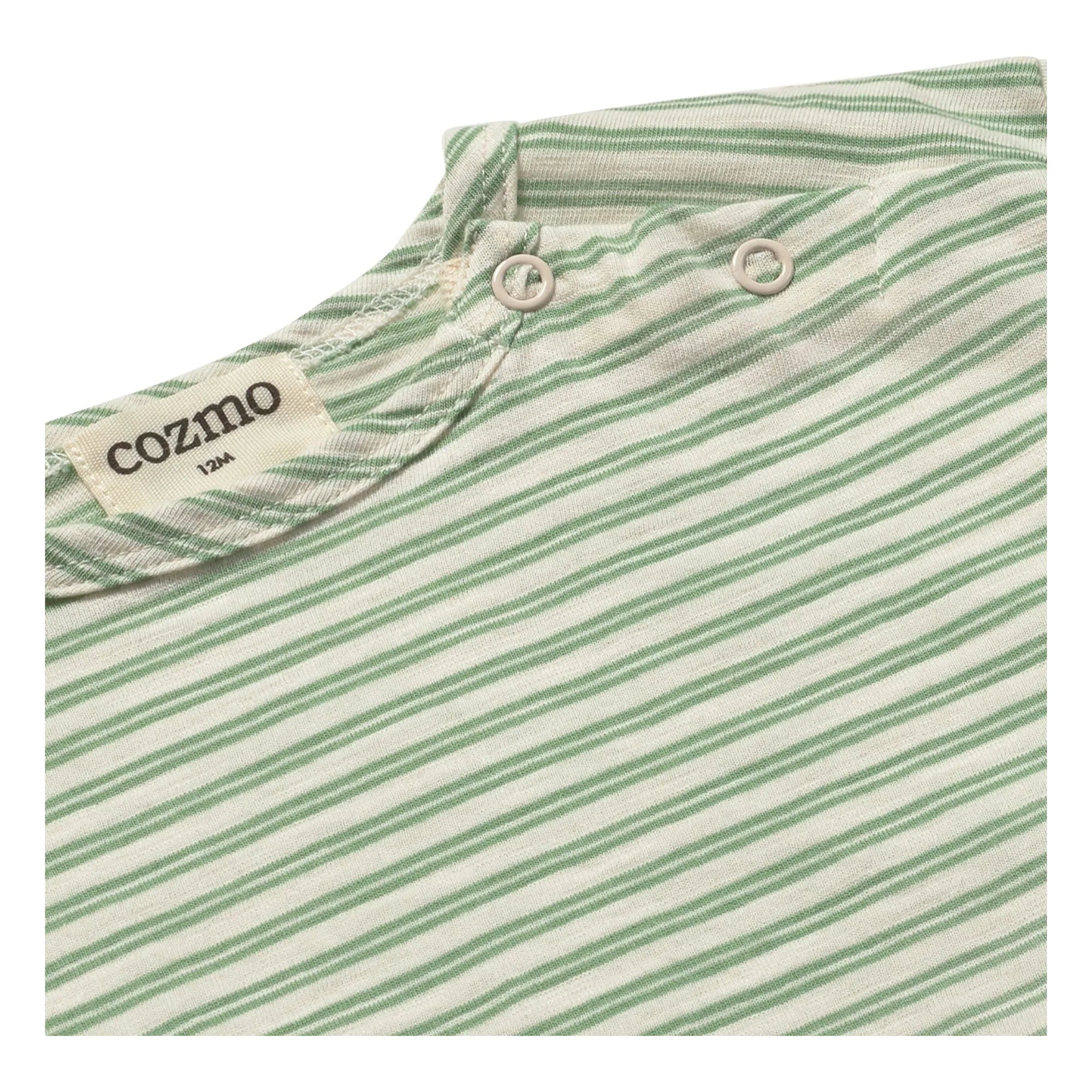 Cozmo - Striped baby T-shirt | Meadow Green
