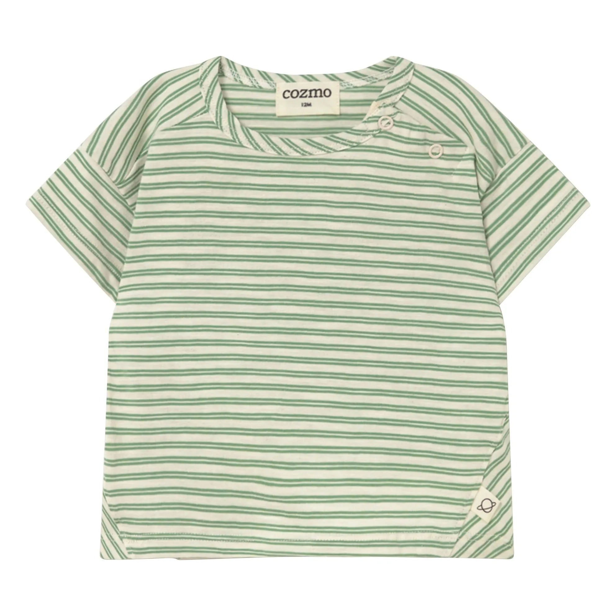 Cozmo - Striped baby T-shirt | Meadow Green